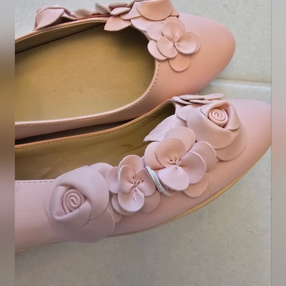 Janie And Jack Flower Ballet Girls Flats Size 4k In Pink - Picture 5 of 10
